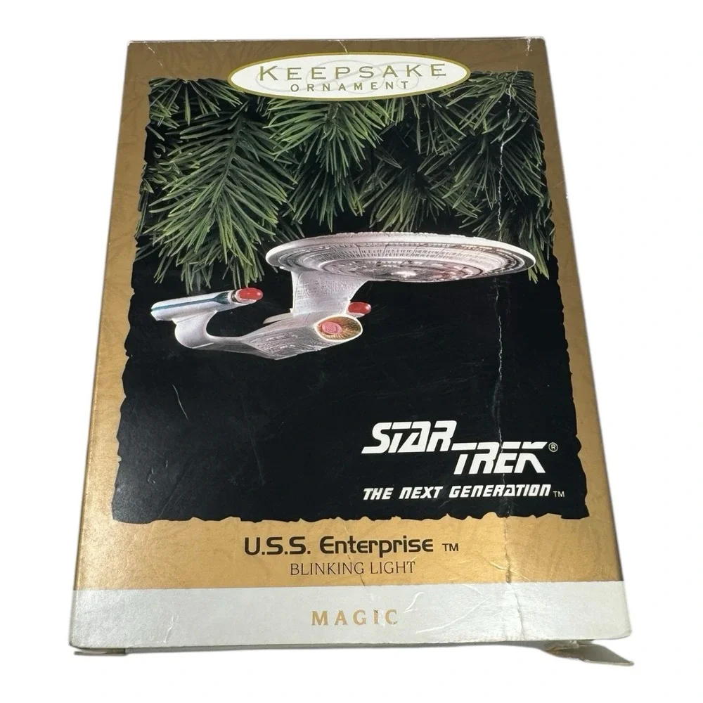 🔥STAR TREK 🚀U.S.S.ENTERPRISE VNTG. 90s HALLMARK MAGIC BLINKING LIGHT PARAMOUNT
